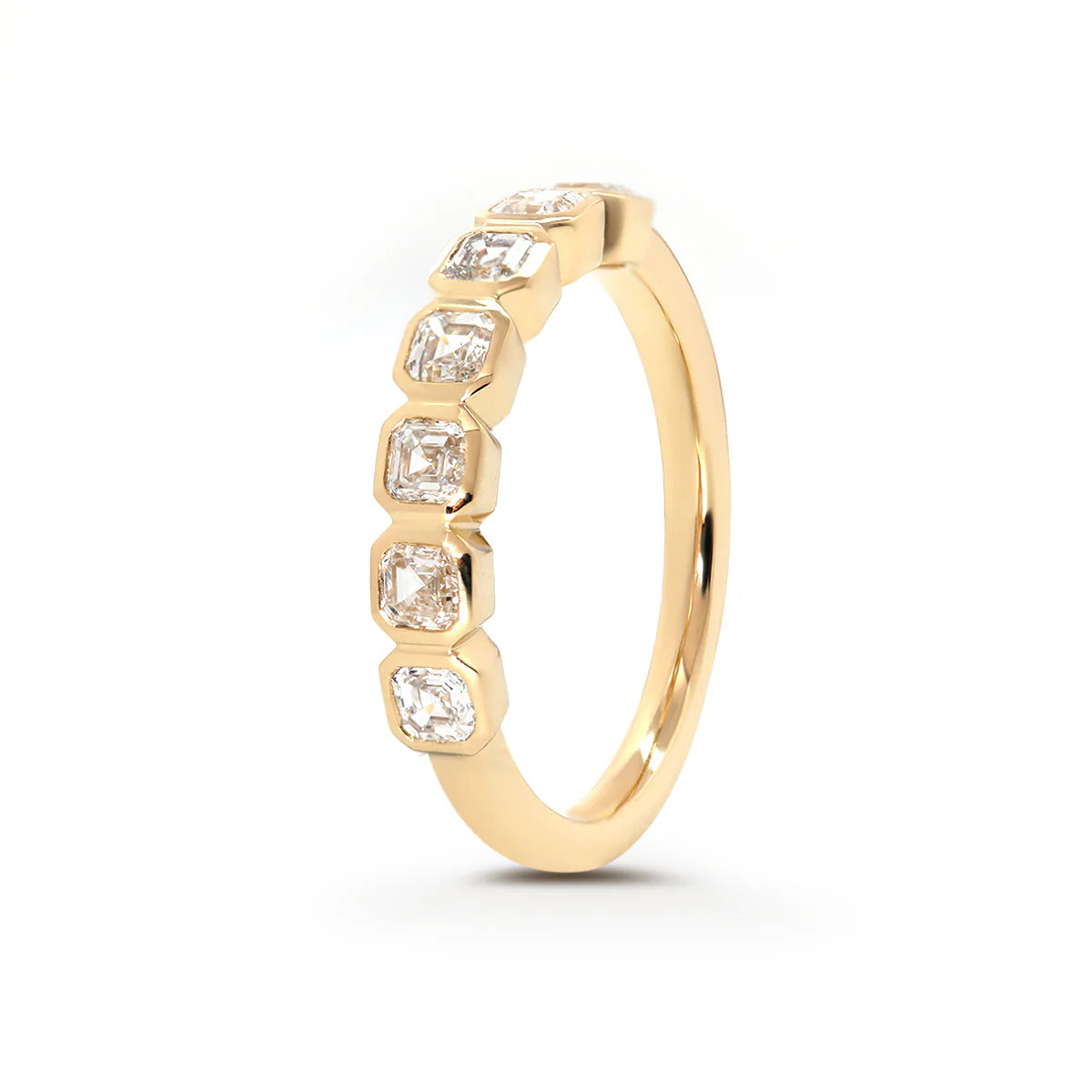 Asscher Diamond Bezel Half-Eternity Ring