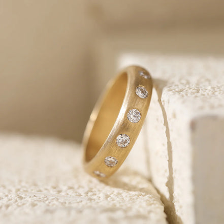 Old European Cut Matte Brushed Ring