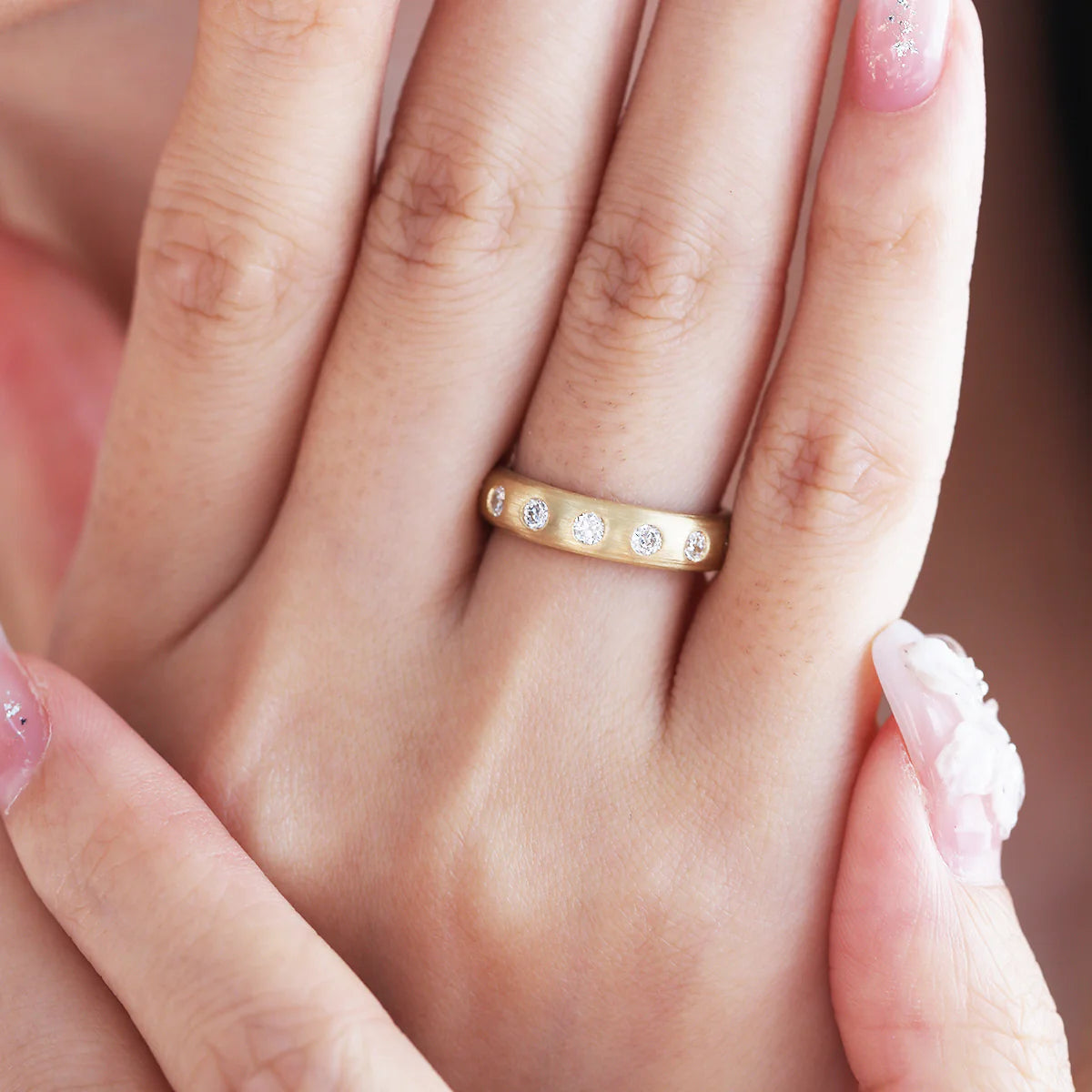 Old European Cut Matte Brushed Ring