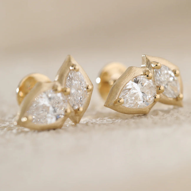 Pear and Marquise Diamond Earrings