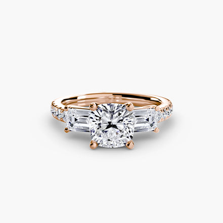 Three-Stone Ring with Pavé Band 4