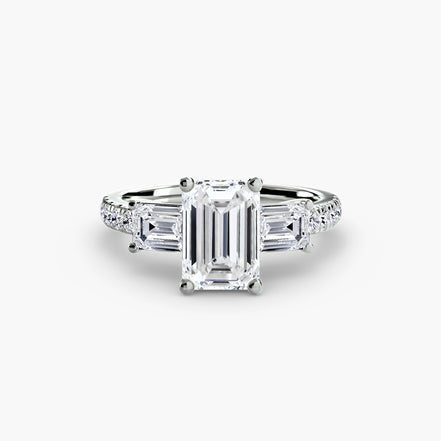 Three-Stone Ring with Pavé Band 4