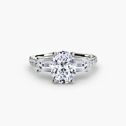 Three-Stone Ring with Pavé Band 4