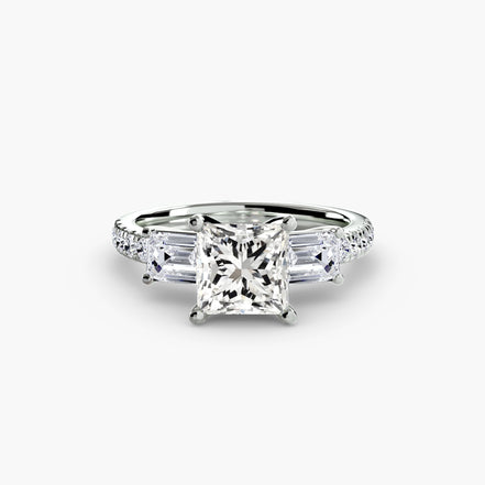Three-Stone Ring with Pavé Band 4