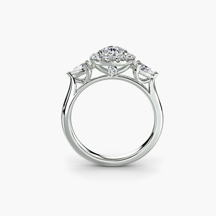 Three-Stone Ring with Halo