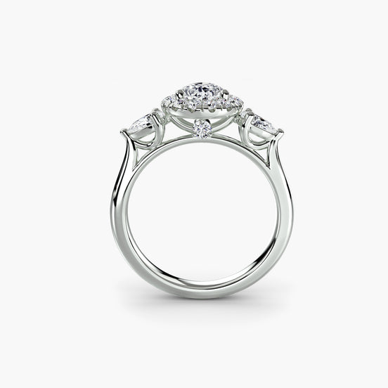 Three-Stone Ring with Halo
