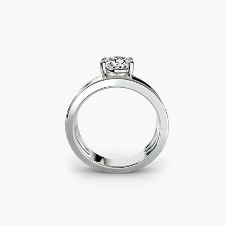 Wide Band Solitaire with Pavé Band