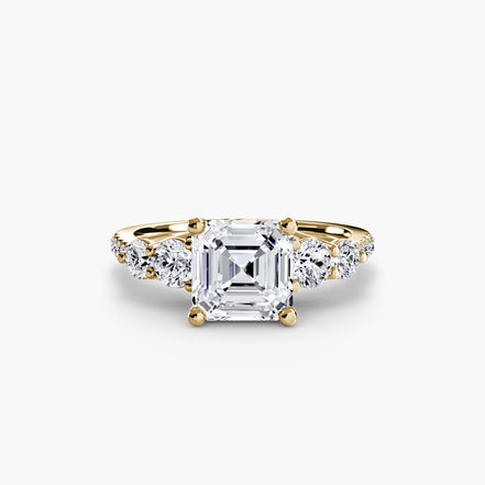 Five Stone Ring with Pavé Band
