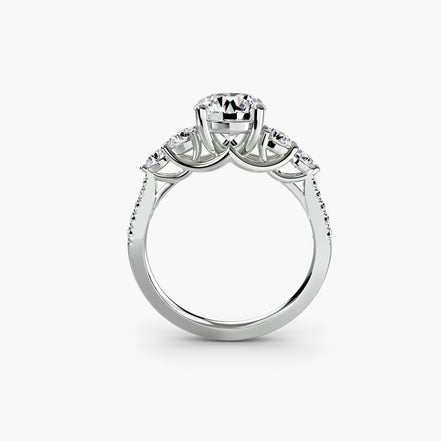 Five Stone Ring with Pavé Band